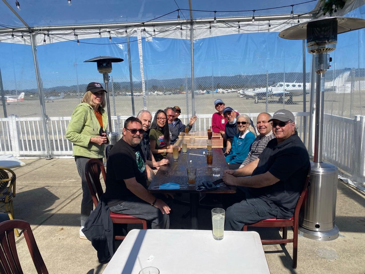 The chapter group posing at Watsonville during a fly-out